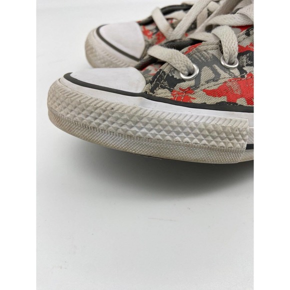 Chuck Taylor‎ Converse Sneakers Junior Sz 5 High Top Dinosaur Print Gray /Red - Picture 8 of 12